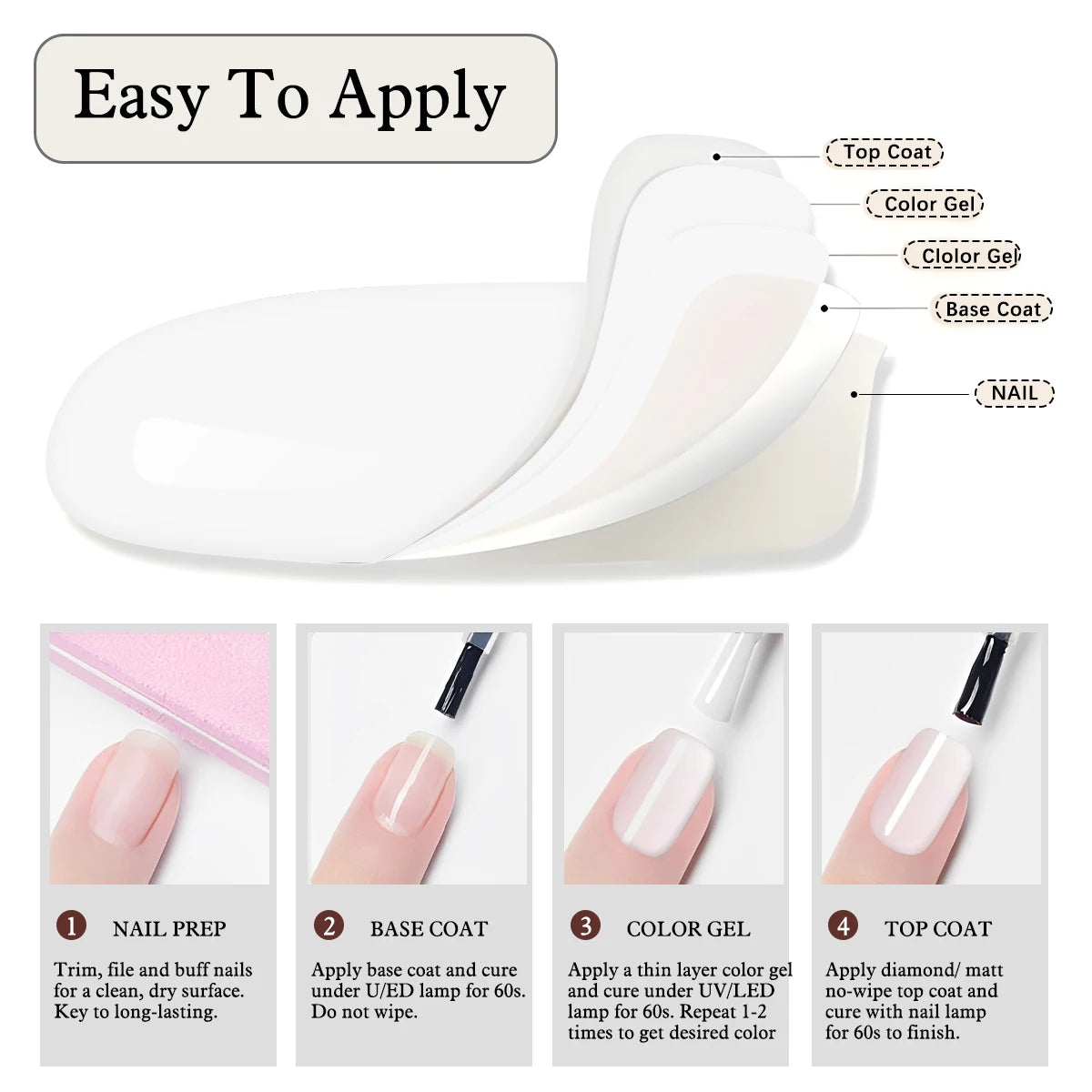 Hassleless Pudding Milky White Gel Nail Polish, Pure Color UV Gel Polish, For Professionals Starter Nail Art DIY 15ml