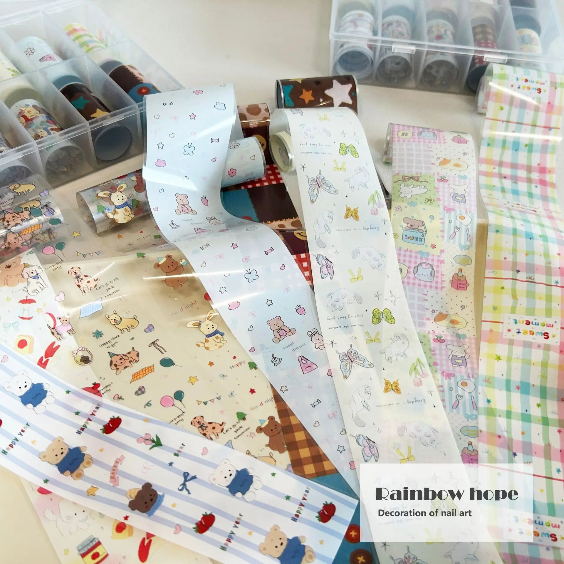 10Rolls Plaid Thousand-Bird Bow  Stars Nail Foils Transfer Paper  Nail Art Stickers  Manicure Set Decal  Nails Decoration