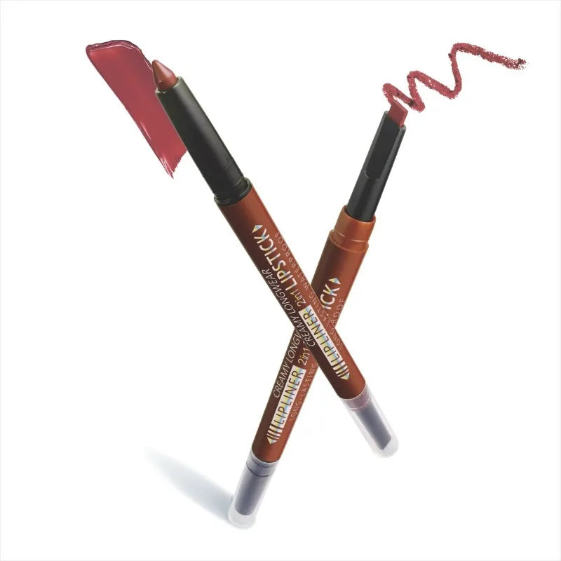 2-in-1 Lipstick & Liner Double Ended Matte Lipstick with Lip Liner, Waterproof & Long Lasting, Creamy Transfer-Proof Finish
