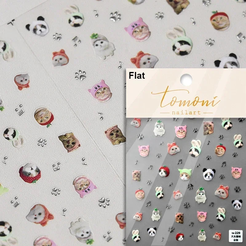 Cute Cat Eye Fishbone Animals Leopard Cat Ginger Cat Kitten Exclamation Point Paw Self Adhesive Nail Art Sticker Manicure Decals