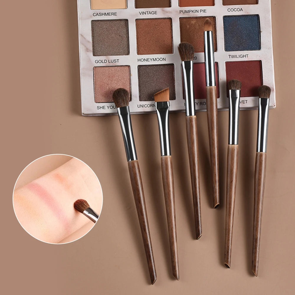 6pcs Soft Horse Hair Eye Makeup Brush Set - Complete Eyeshadow/Blending/Brow/Lip brush Tools