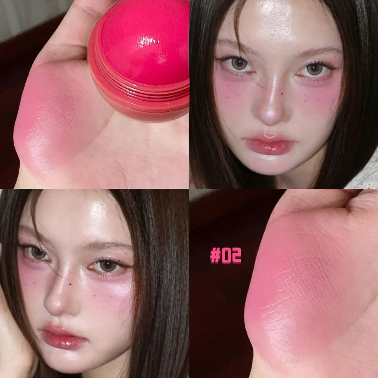 Herorange Peach Ball Cloud Velvet Blush Cream, Fine Powder Texture, Natural Three-Dimensional Effect, Brightening and Color-Enhancing, Dewy Blush, Long-Lasting Makeup, Suitable for Autumn and Winter