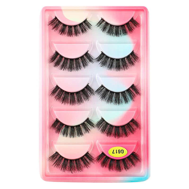 SHIDISHANGPIN 3/5/16 Pairs Natural Long False Eyelashes Dramatic Fluffy 3D Mink Lashes Wispy Wholesale Eye Lashes Thick Cils