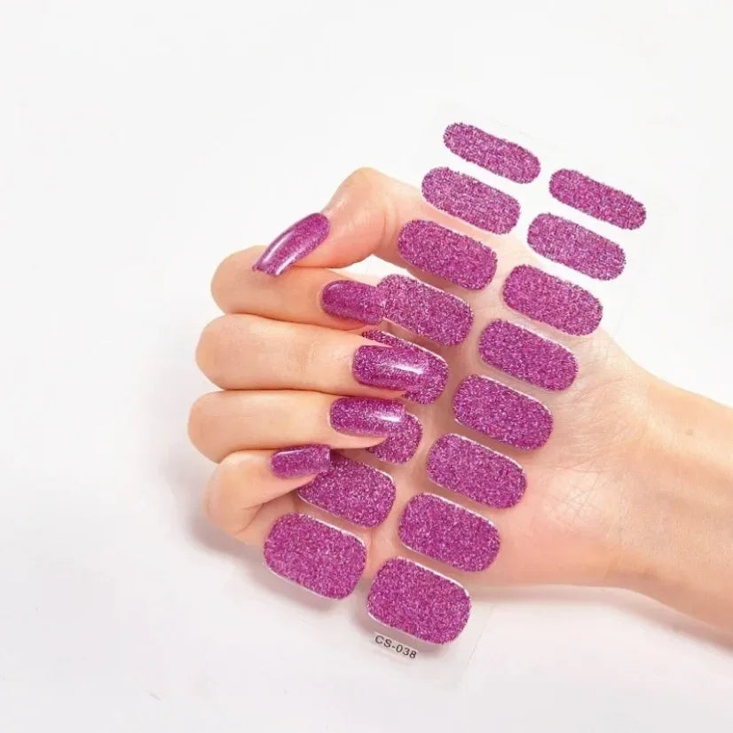 DIY Semi Cured Gel Nail Stickers Long-Lasting Solid Color Nail Strips Patch Slider Nail Sticker Full Cover Decal Manicure Patch