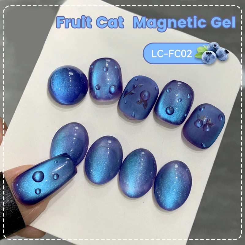 LILYCUTE 7ml Fruit Grape Purple Cat Magnetic Gel Nail Polish Vernis Semi Permanent Soak Off Colorful Gel Polish Nails Supplies