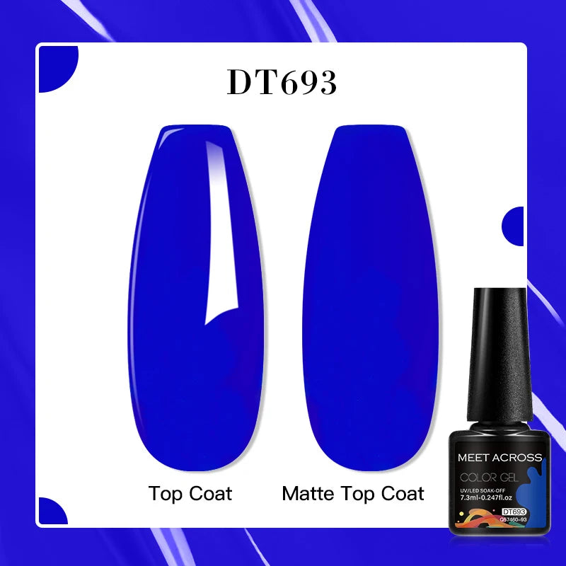 MEET ACROSS 160 Colors 7.3ml Gel Nail Polish Vernis Glitter Sparkly Semi Permanent Soak Off LED UV Gel Varnish Nail Art Manicure
