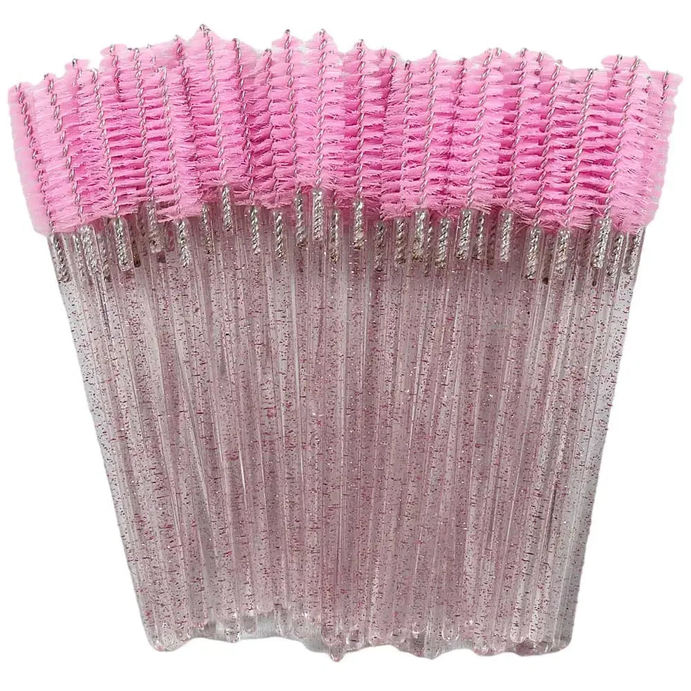 50Pcs Makeup Eyelash Brushes Disposable Crystal Eyebrow brush Diamond Handle Mascara Wand Applicator Lashes Extension Tools