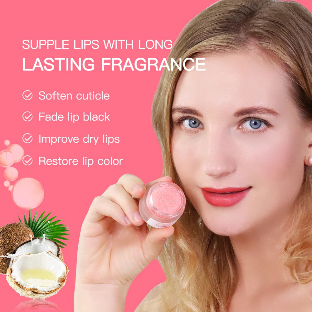 Pink Lip Scrub Lightening Dark Lips Exfoliating Smooth Repair Lighten Fine Lines Sugar Bleaching Lip Cream Moisturizes Dry Lips
