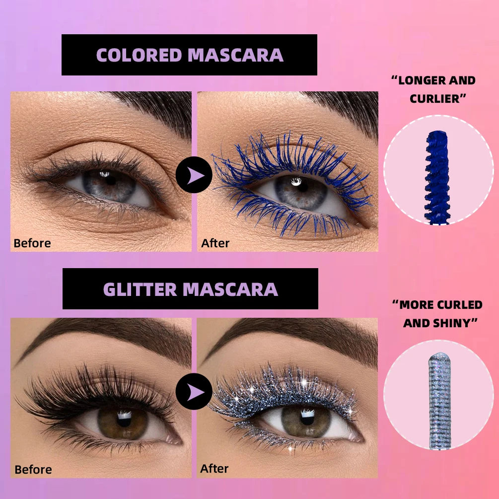 Qibest Double Head Diamond Glitter Waterproof Mascara