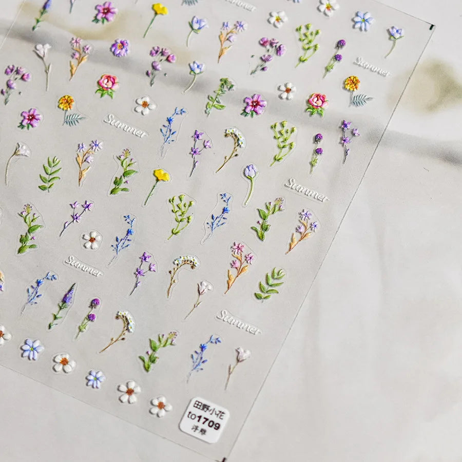 1pcs Dream Flower Window Shell Light Nail Art Stickers Japanese Flower Self Adhesive Stickers Press On Nails Decoration Decals