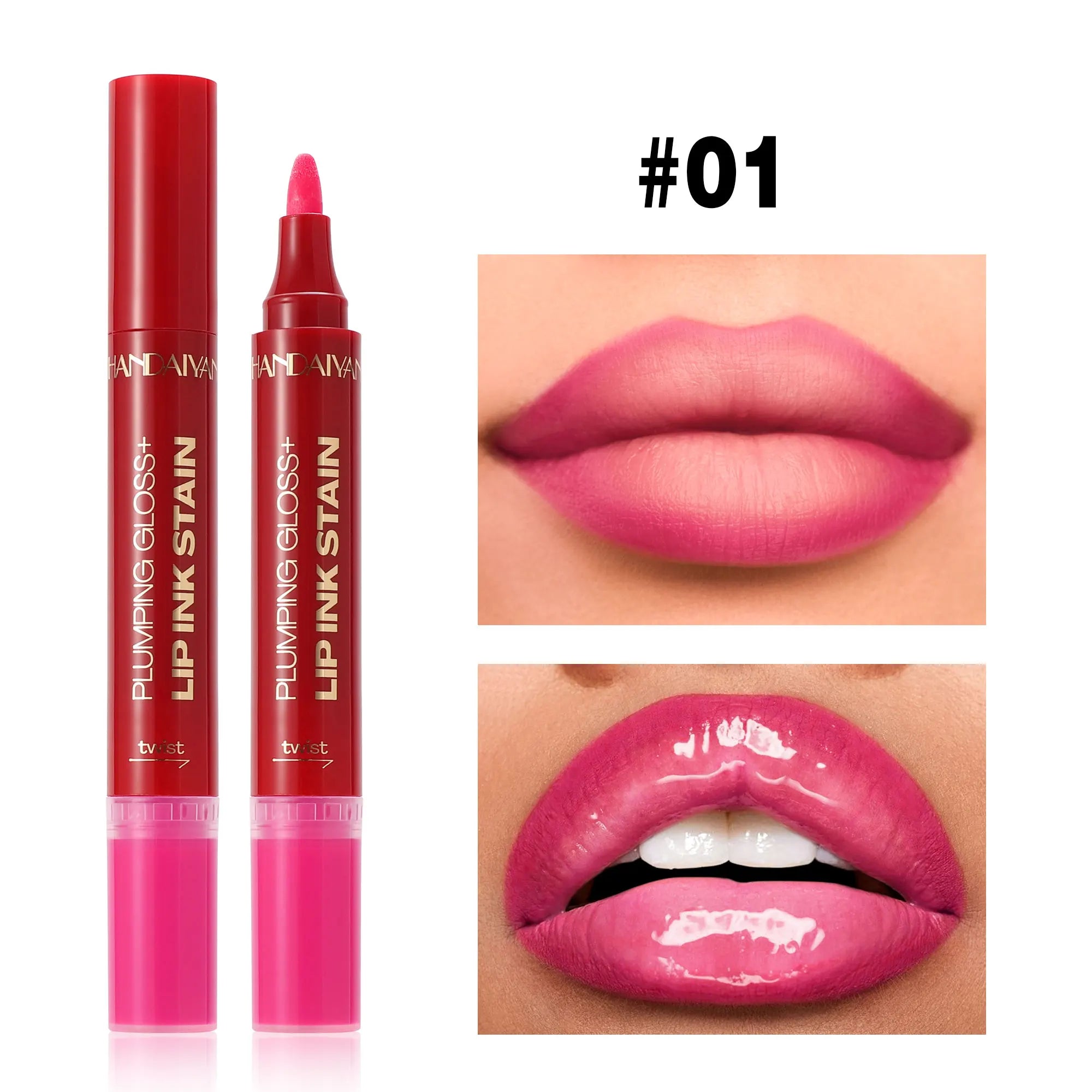 Lip Pencil Liquid Liner Double Head 2in1 Waterproof Tint Nude Oil Plump Gloss Mirror Lasting Moisturizing