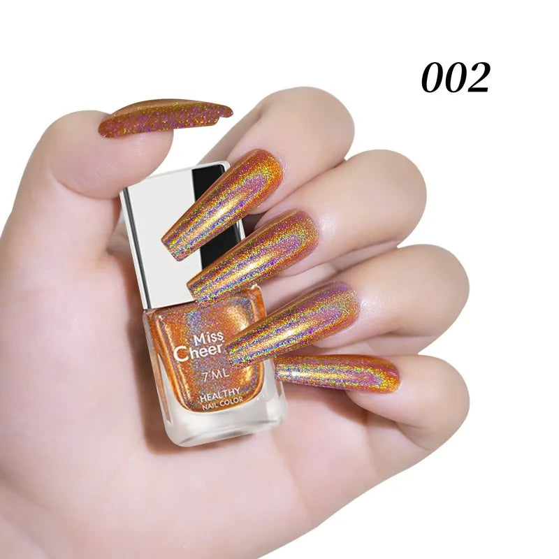 Rainbow Sparkle Holographic Nail Polish 7ml Multichrome Laser Glitter Nail Lacquer Quick-Dry Salon Professional Nail Art Polish