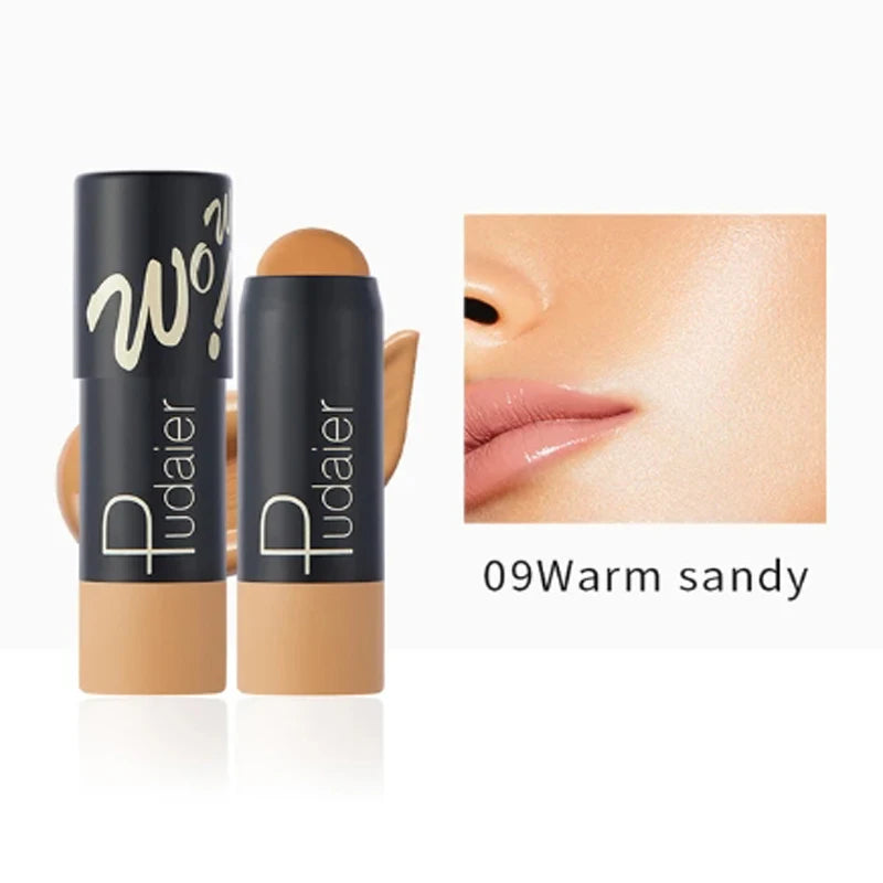 Full Coverage Lightweight Foundation Stick Contour Face Makeup Lasting Nude Foundation Base Hide Blemish Bronzer Cosmetics Brush