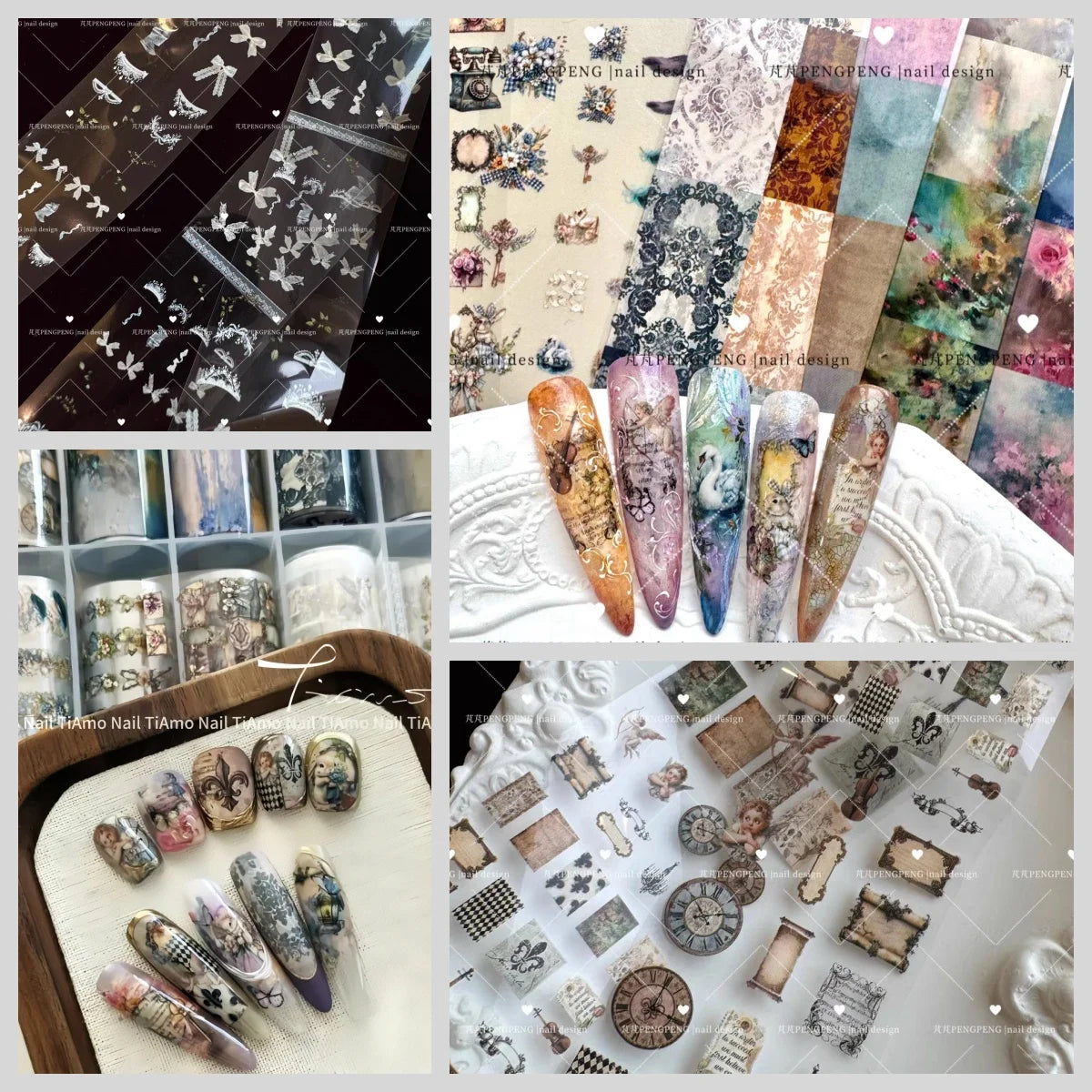 10Rolls Plaid Thousand-Bird Bow  Stars Nail Foils Transfer Paper  Nail Art Stickers  Manicure Set Decal  Nails Decoration