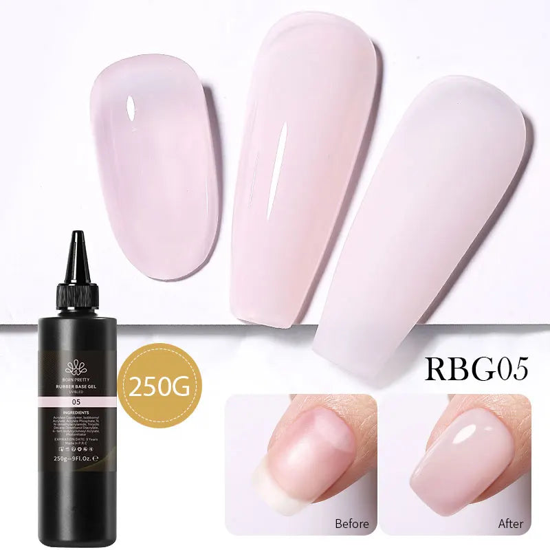 BORN PRETTY 250g Milky White Jelly Nude Gel Nail Polish Refilled Package Translucent Clear Semi Permanent Soak Off UV Gel