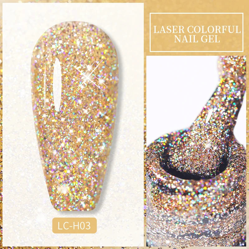 LILYCUTE 7ML Black Silver Red Reflective Glitter Gel Nail Polish Sparkling French Soak Off Long Lasting Manicure Nails Art Gel