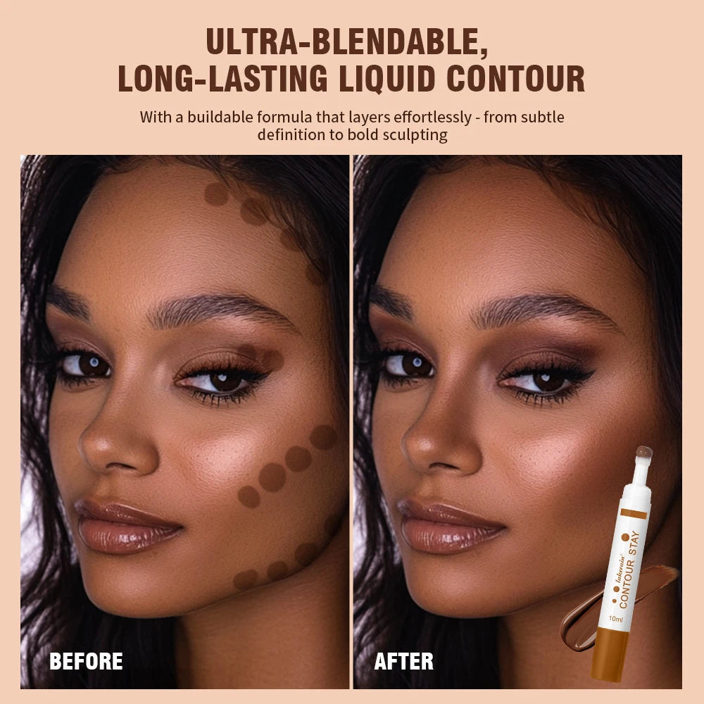6-colors Moisturizing Liquid Contour Stay Cream Bronzer Waterproof Lightweight 3D Concealer Nourishing Face Contour Makeup