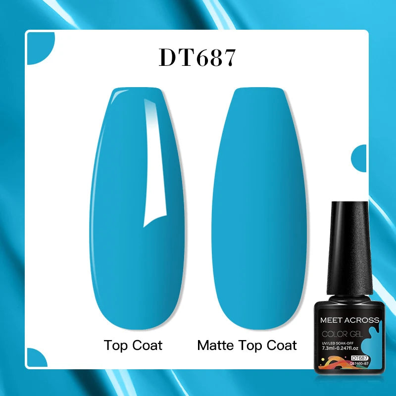 MEET ACROSS 160 Colors 7.3ml Gel Nail Polish Vernis Glitter Sparkly Semi Permanent Soak Off LED UV Gel Varnish Nail Art Manicure