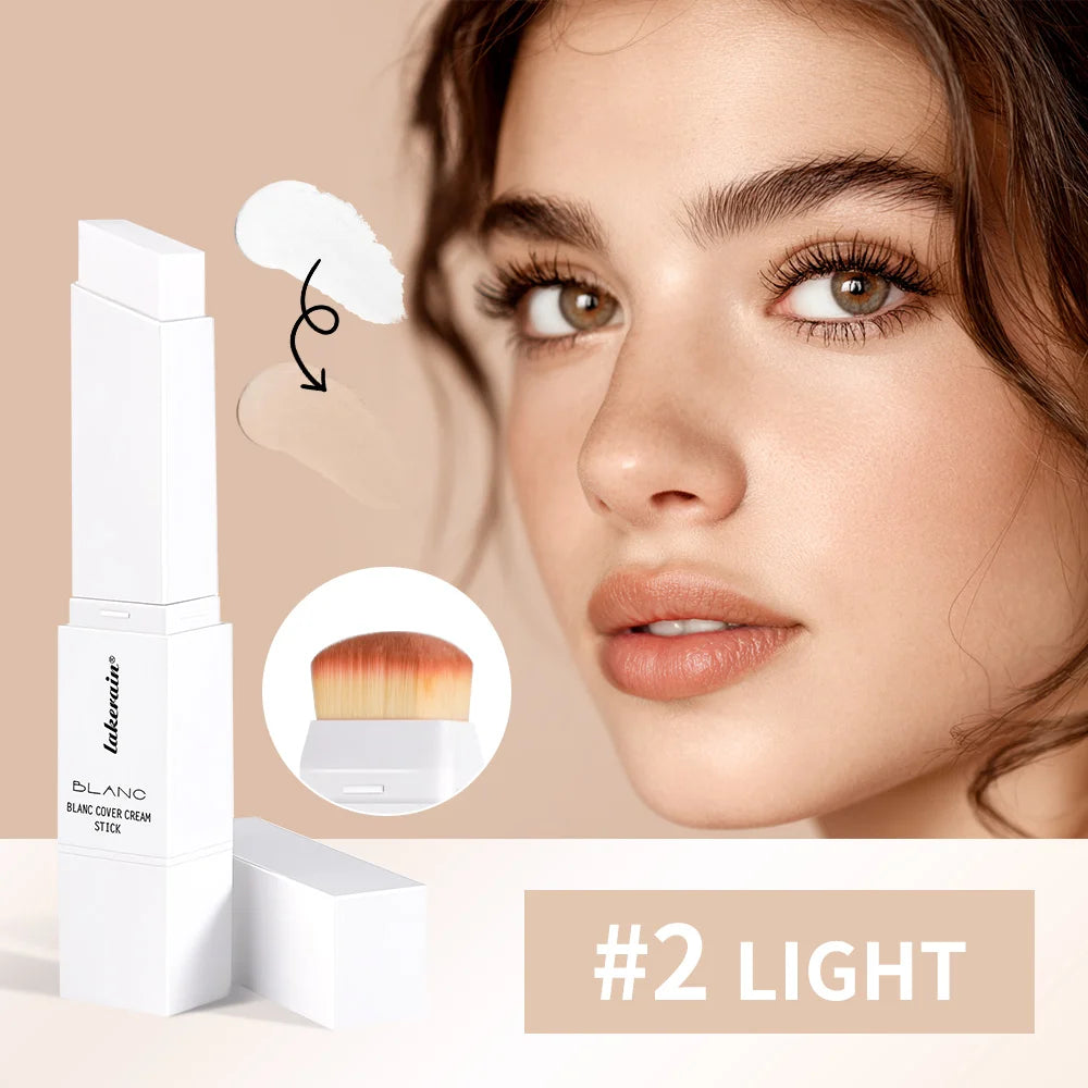 Blanc Cover Cream Stick Changing Foundation Stick Color Changing Foundation with Detachable Brush Hight Coverage Base Makeup
