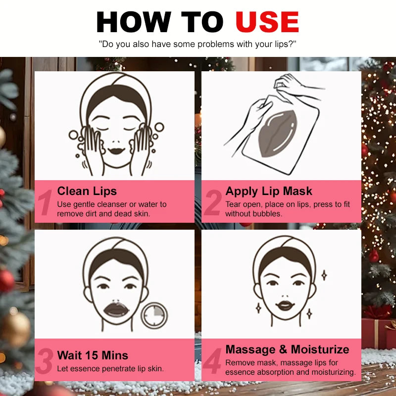 Gel Collagen Lip Mask Crystal Lip Pads For Moisturizing, Anti-Wrinkle, Firms & Hydrates Lips remove lip lines For Christmas