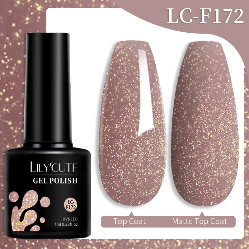 LILYCUTE 7ML 3 IN 1 Platinum Cat Magnetic Gel Nail Polish Silver Moonlight Magnetic Nail Sparkling Glitter Semi Permanent UV Gel