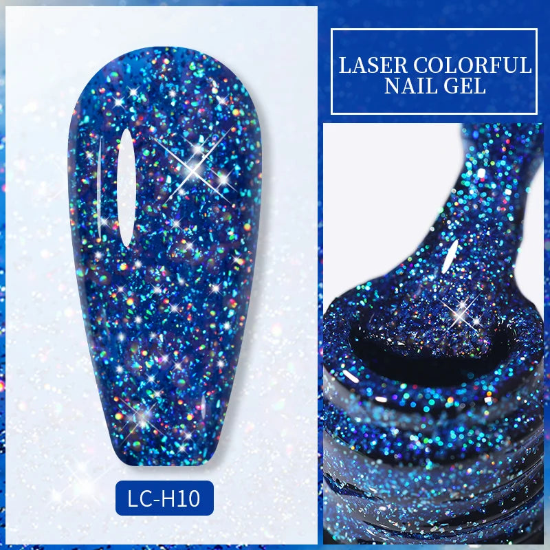 LILYCUTE 7ML Black Silver Red Reflective Glitter Gel Nail Polish Sparkling French Soak Off Long Lasting Manicure Nails Art Gel