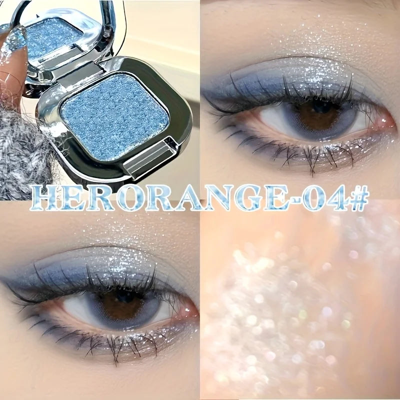 Hwrorange Square Diamond Highlight Single Color Eyeshadow, Fine Sparkle, Explosive Shine, Even and Full Color, Delicate and Soft Texture, Waterproof and Long-Lasting, Versatile for Daily Use, Essential Christmas Gift