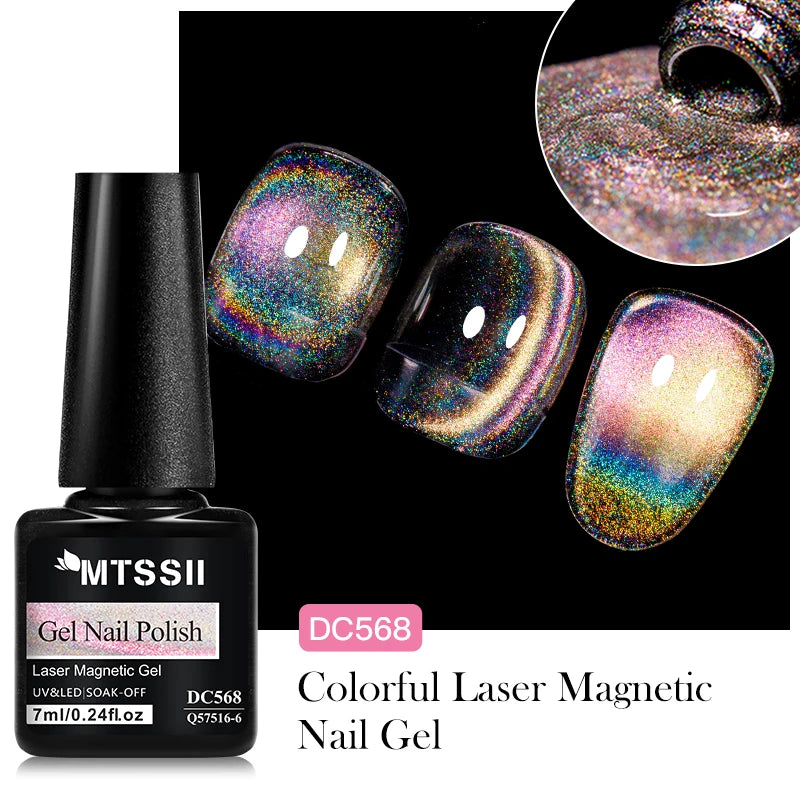 7ML Ice Transparent Glass Bead Moonlight Cat Eye Magnet Gel Nail Polish Jelly Ultra Shine Glitter Semi Permanent Soak Off UV Gel