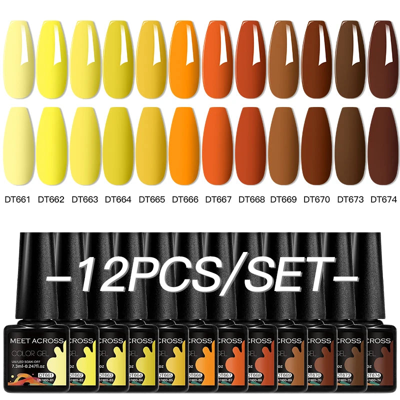 12pc All-season Nail Gel Polish Set Multicolor TPO HEMA Free Long-Lasting UV LED Nail Supplies for Women Daily & Party Wearing