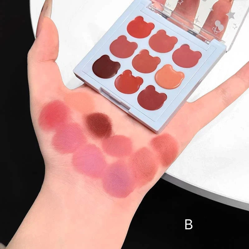 9 Color Velvet Matte Lipstick Palette Cream Texture Soft Mist Lip Mud Natural Long-Lasting Non-Drying Solid Lip Gloss Set Makeup