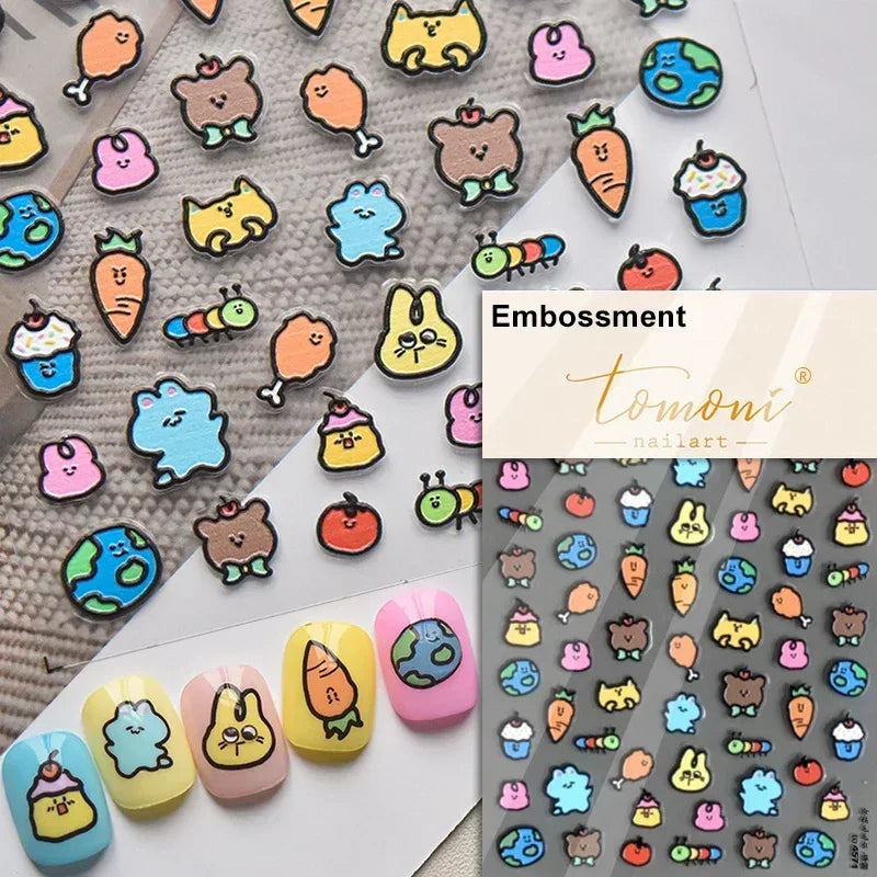 Cute Cat Eye Fishbone Animals Leopard Cat Ginger Cat Kitten Exclamation Point Paw Self Adhesive Nail Art Sticker Manicure Decals