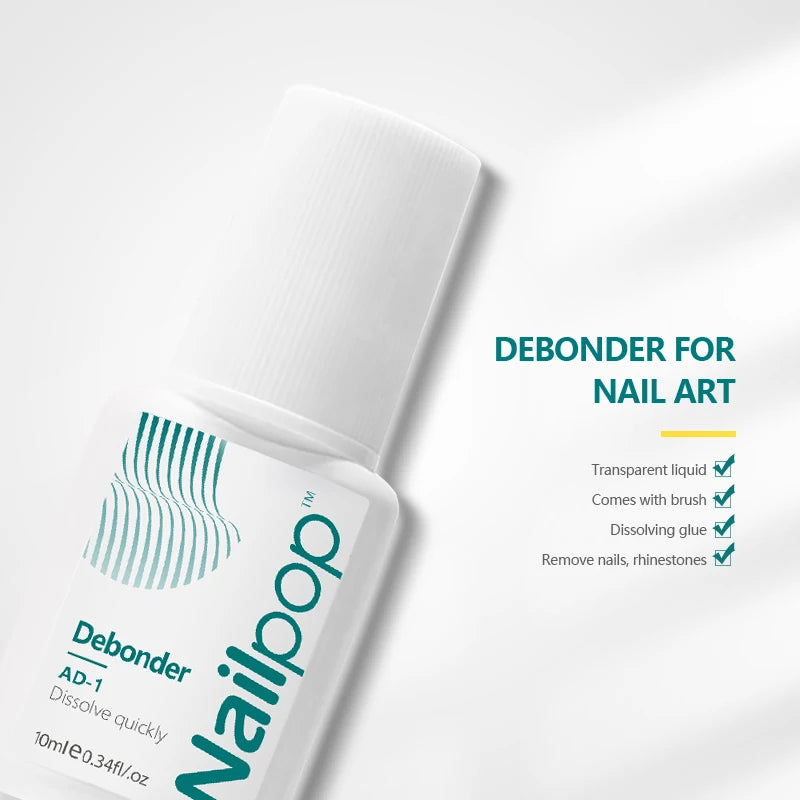 Nailpop 2pcs Removeing False Nails Debonder Glues for Rhinestone Remover Nail Art Debonder Fast Dissolve Liquid Accessories 10ml