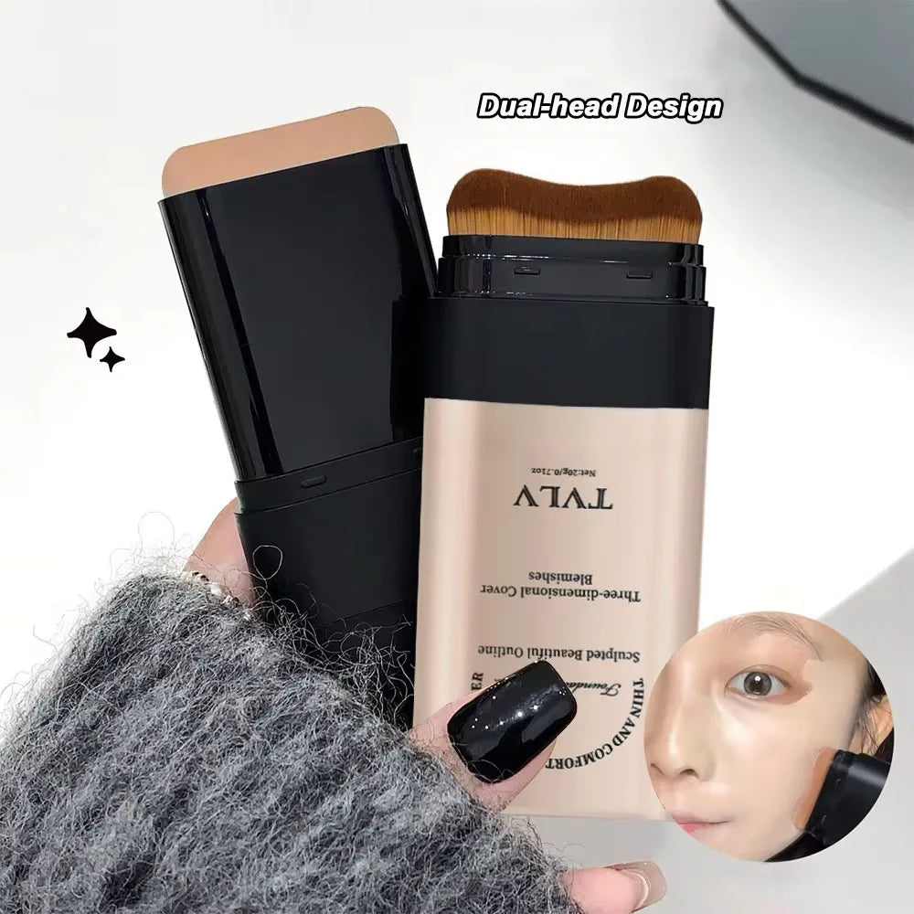 Skin Beauty Double-end Foundation Stick,Velvet Moist Light Concealer Foundation Long-lasting Flawless Makeup Face Beauty Makeup