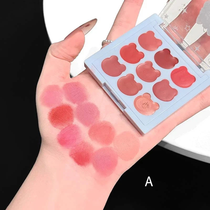 9 Color Velvet Matte Lipstick Palette Cream Texture Soft Mist Lip Mud Natural Long-Lasting Non-Drying Solid Lip Gloss Set Makeup