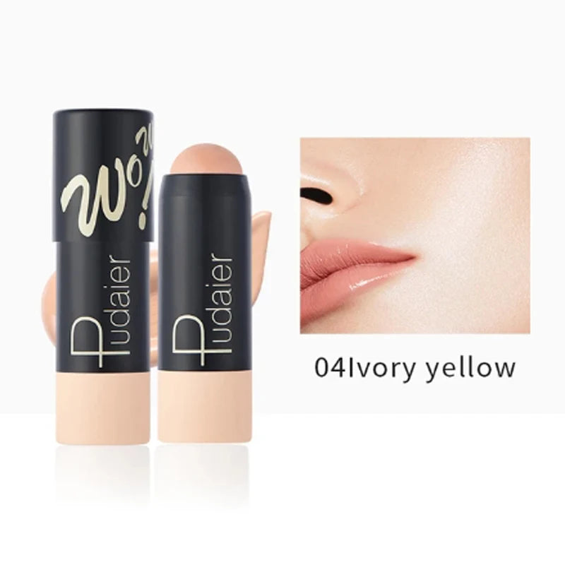 Full Coverage Lightweight Foundation Stick Contour Face Makeup Lasting Nude Foundation Base Hide Blemish Bronzer Cosmetics Brush
