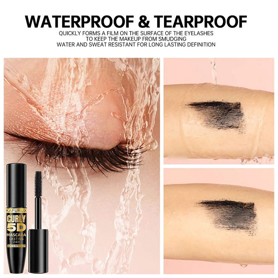 5D Black Waterproof Mascara Lengthens Eyelashes Extension Thick Silk Fiber Mascara Female Makeup Eye Cosmetics Tools for Gifts
