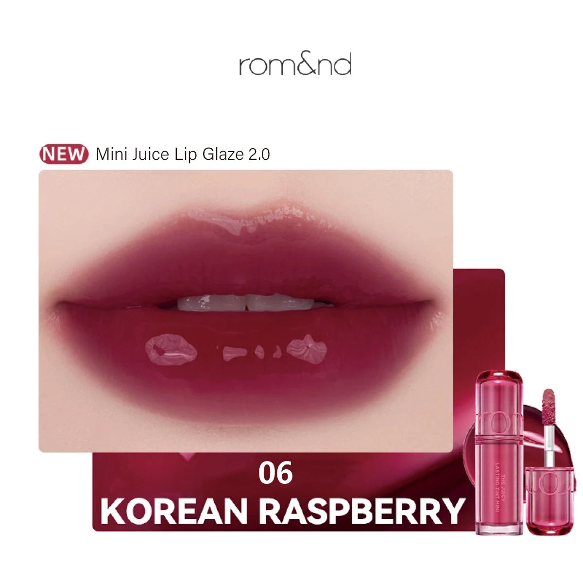 rom&nd THE JUICY LASTING TINT MINI,Juicy Glossy Texture,Lightweight Non-Sticky,Portable Design,Glamour,K-Beauty,Korean Makeup