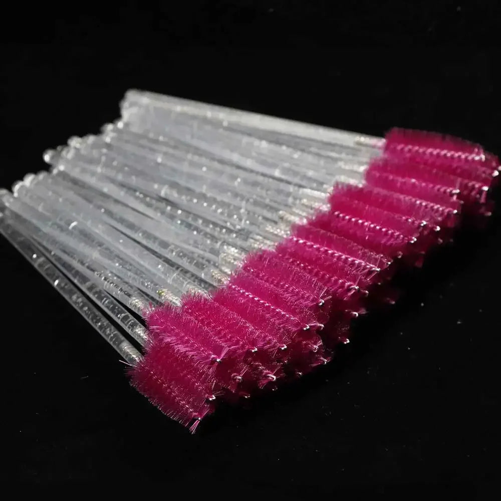 50Pcs Makeup Eyelash Brushes Disposable Crystal Eyebrow brush Diamond Handle Mascara Wand Applicator Lashes Extension Tools