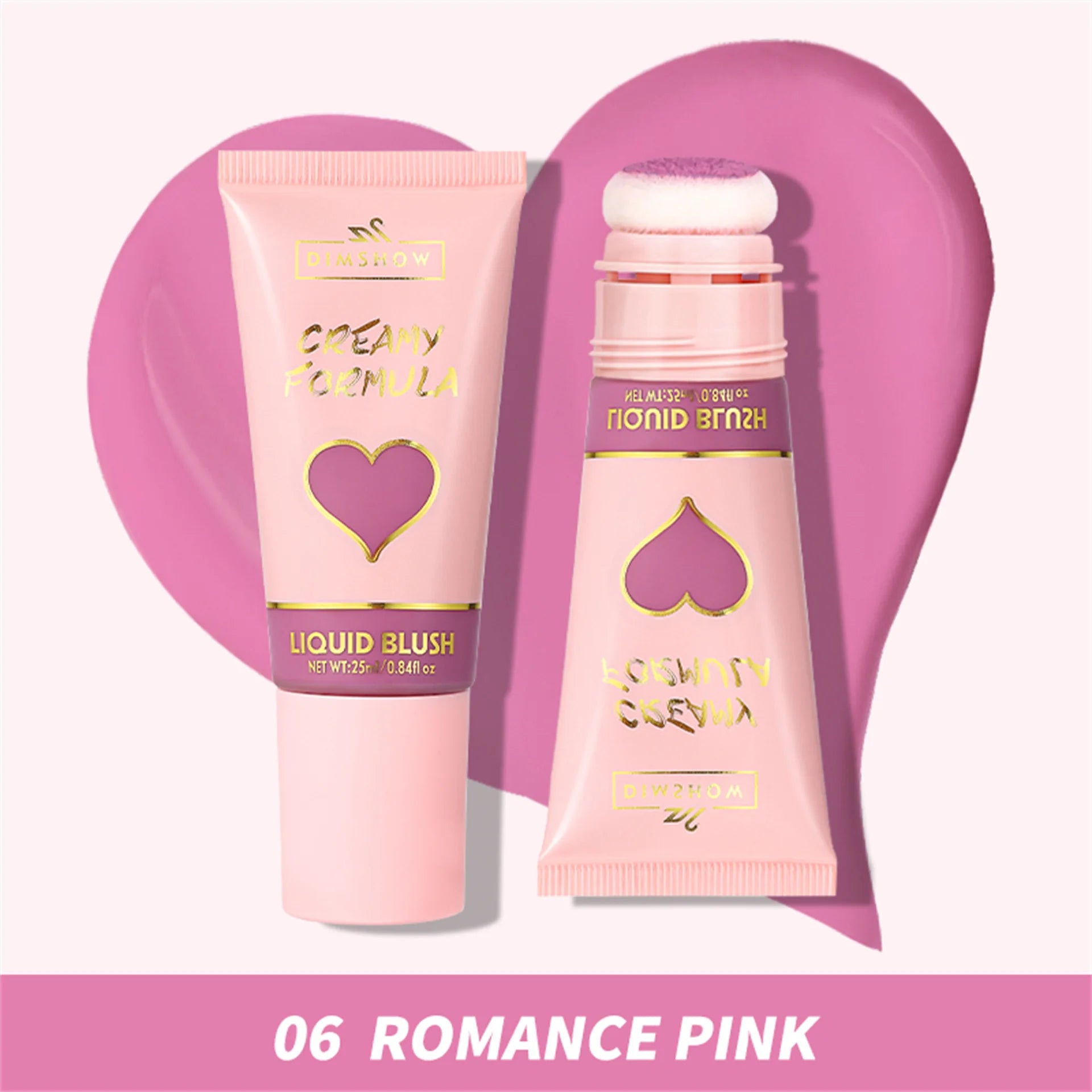 DIMSHOW 6 Color Head sponge head velvet skin sense lips and cheeks with low light moisturizing water and easy color blush