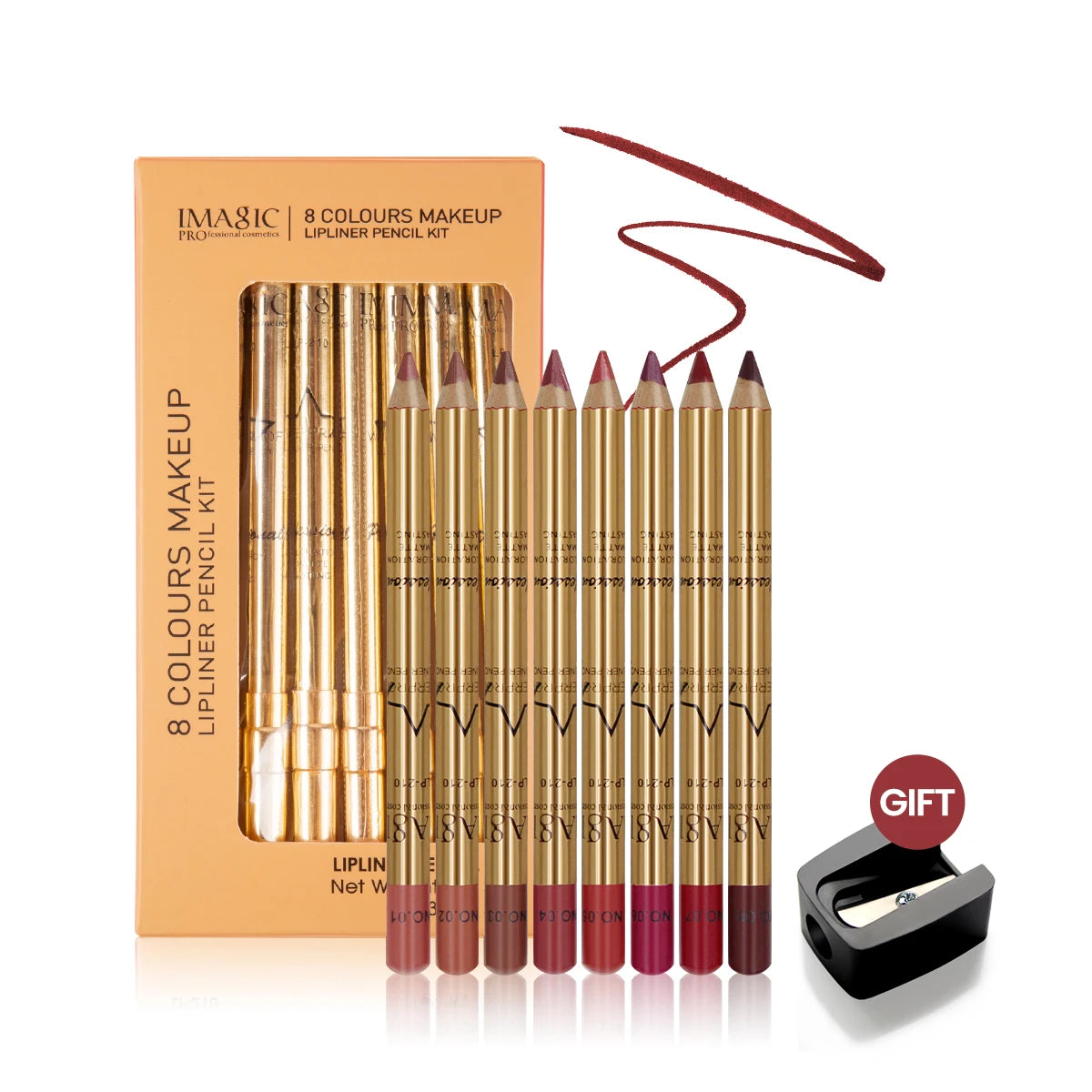 IMAGIC 8-Color LipLiner Pencil Long Lasting Waterproof Professional Soft Smooth Colorful Matte Lipstick Cosmetics Makeup Tool