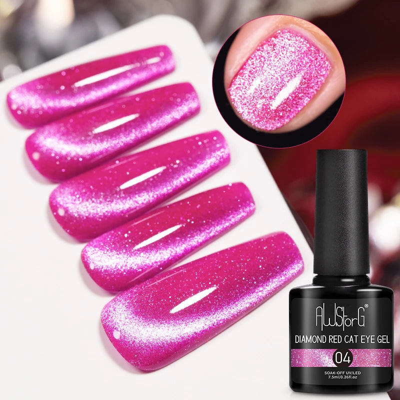 AWStorG 7.5ml Golden Gradient Cat Eye Nail Polish Gel Phototherapeutic Gel Soak Off Nail Magnetic Gel Polish Nail Art DlY