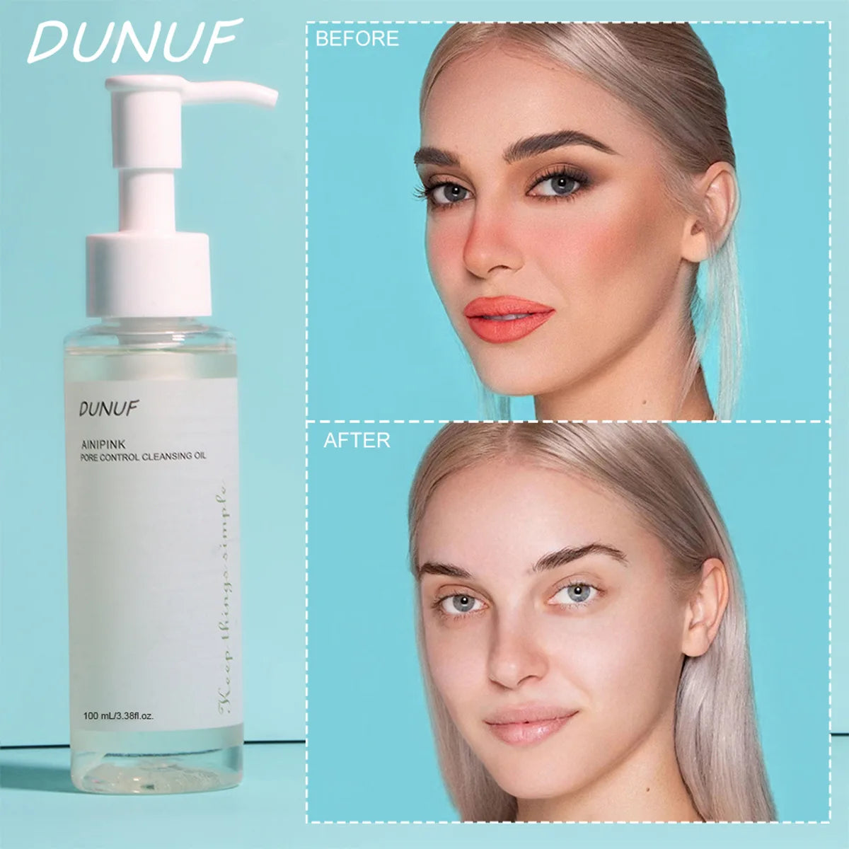 DUNUF 100ML Cleansing Oil Plant Extract Deep Cleans Facial Pores Moisturizing Reduces Blackheads Face Skin Care Makeup Remover