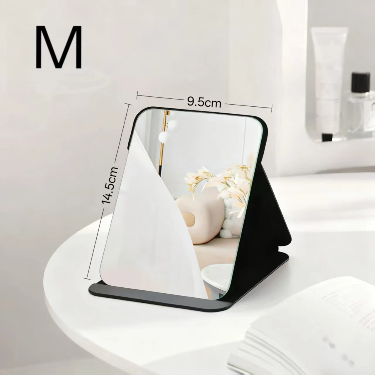 1PC Portable Compact Folding Makeup Mirror - Desktop Size, Suitable for Student Dormitories, Homes, with Storage Function