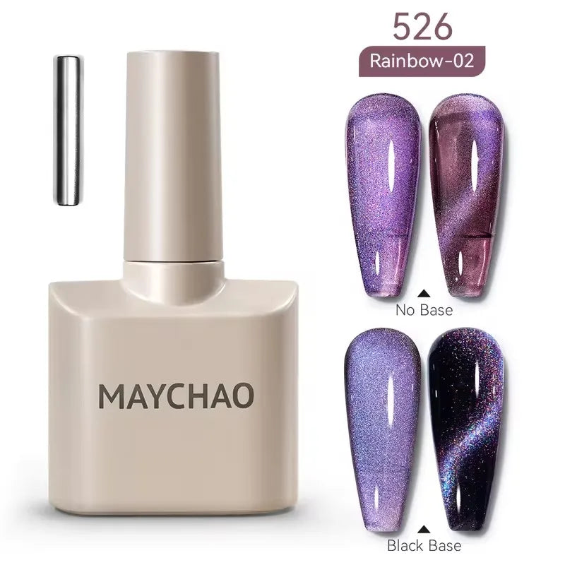 MAYCHAORomantic Galaxy Cat Eye Gel Nail Polish With Magnet Soak off UV Holographic Magnetic Rainbow Gel Polish for Nail Manicure