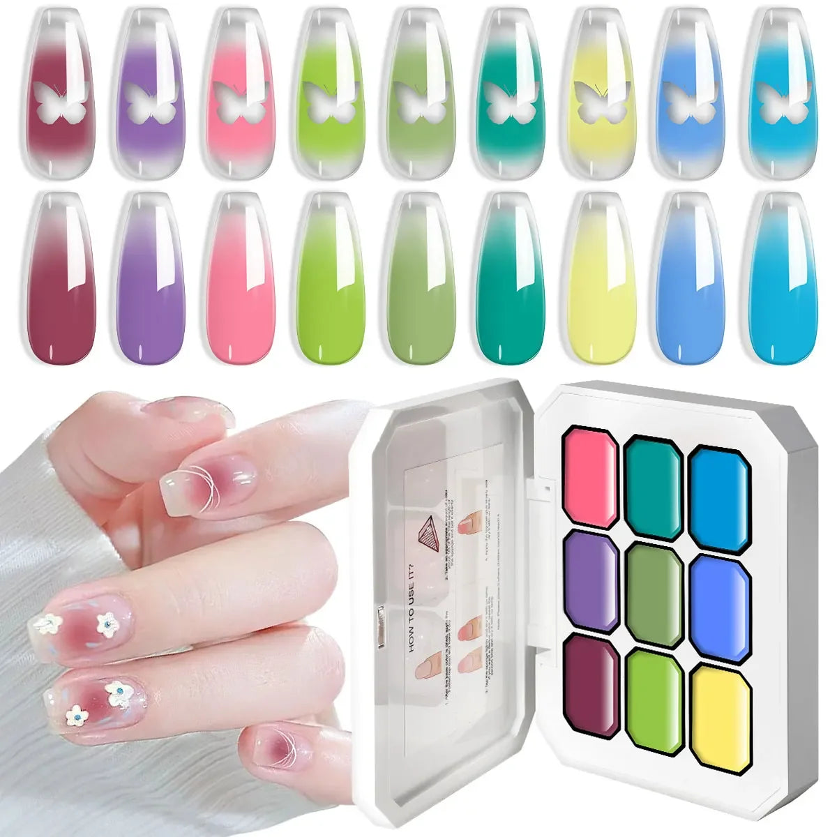 LIMEGIRL 7in1 Nail Gradient Gel Kit Long-lasting Nail Gel Polish Hybrid Color High Texture Gradient Nail Gel for Nail Salon Art