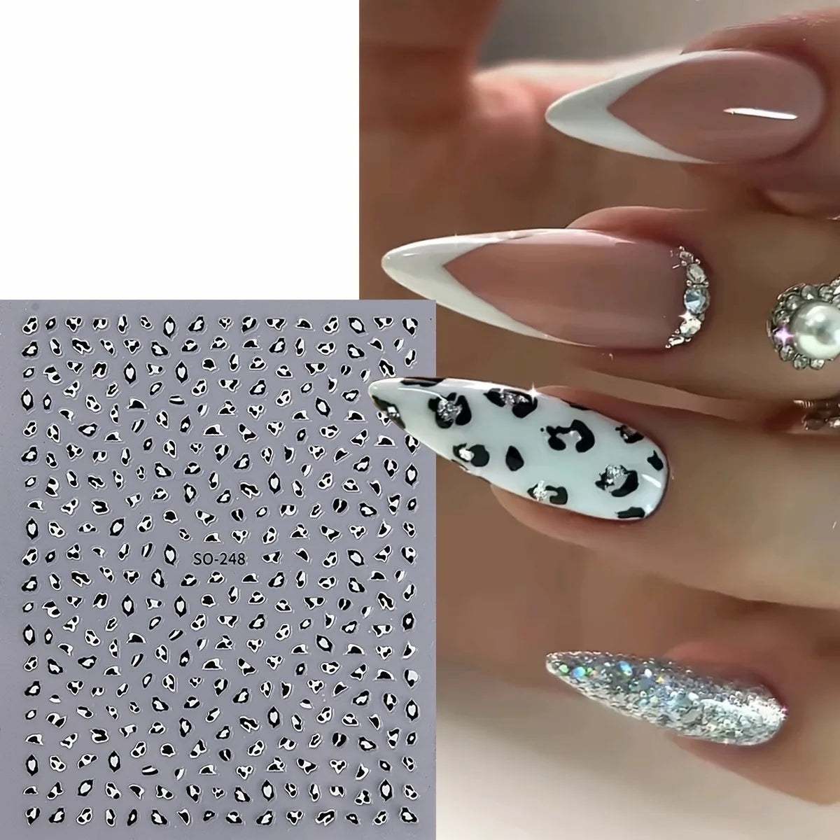 3PCS Meilad leopard print nail stickers, easy to apply for DIY nail decoration, gifts, party and wedding makeup styling