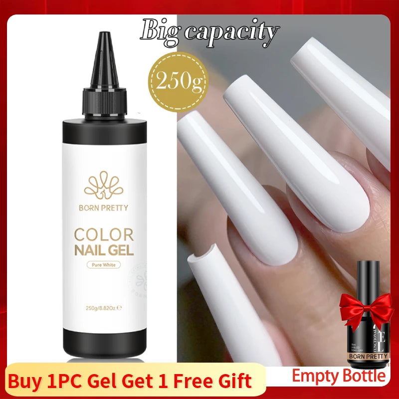BORN PRETTY 250g Milky White Jelly Nude Gel Nail Polish Refilled Package Translucent Clear Semi Permanent Soak Off UV Gel