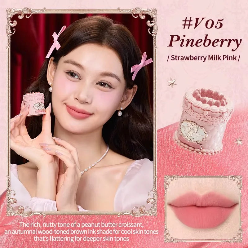 Flowerknows Strawberry Cupid Lipstick Cake Matte Velvet Lipgloss Lip Mud Makeup Korean Flower Know Lip Cream For Girls&Women