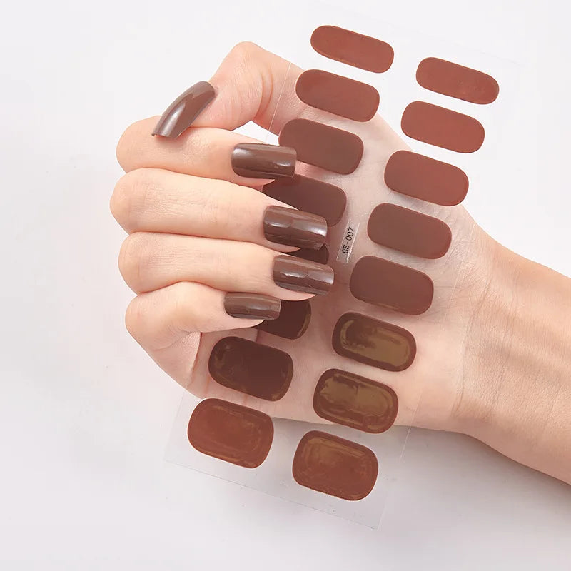 Pink Nude Full Cover Nail Sticker Gradient Color Self-Adhive Simple Full Nail Wraps DIY Thermal Effect Nail Art Making Manicur