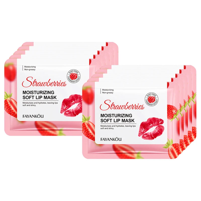 5/10/20pcs Fruit Crystal Collagen Lip Mask Hydrating Lips Moisturizer Plump Cherry Strawberry Lip Patches Lips Plumper Skin Care